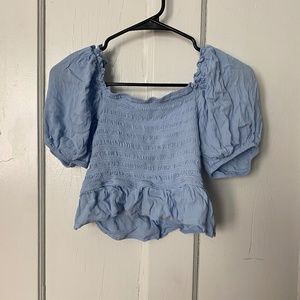 Smocked Puff Sleeve Crop Top